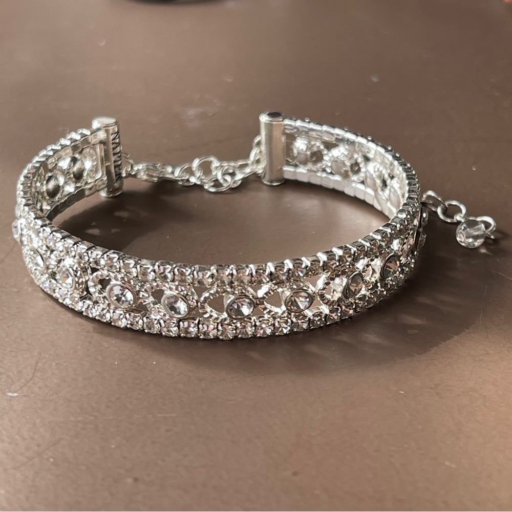 Napier silver tone filligree dainty bangle cuff bracelet